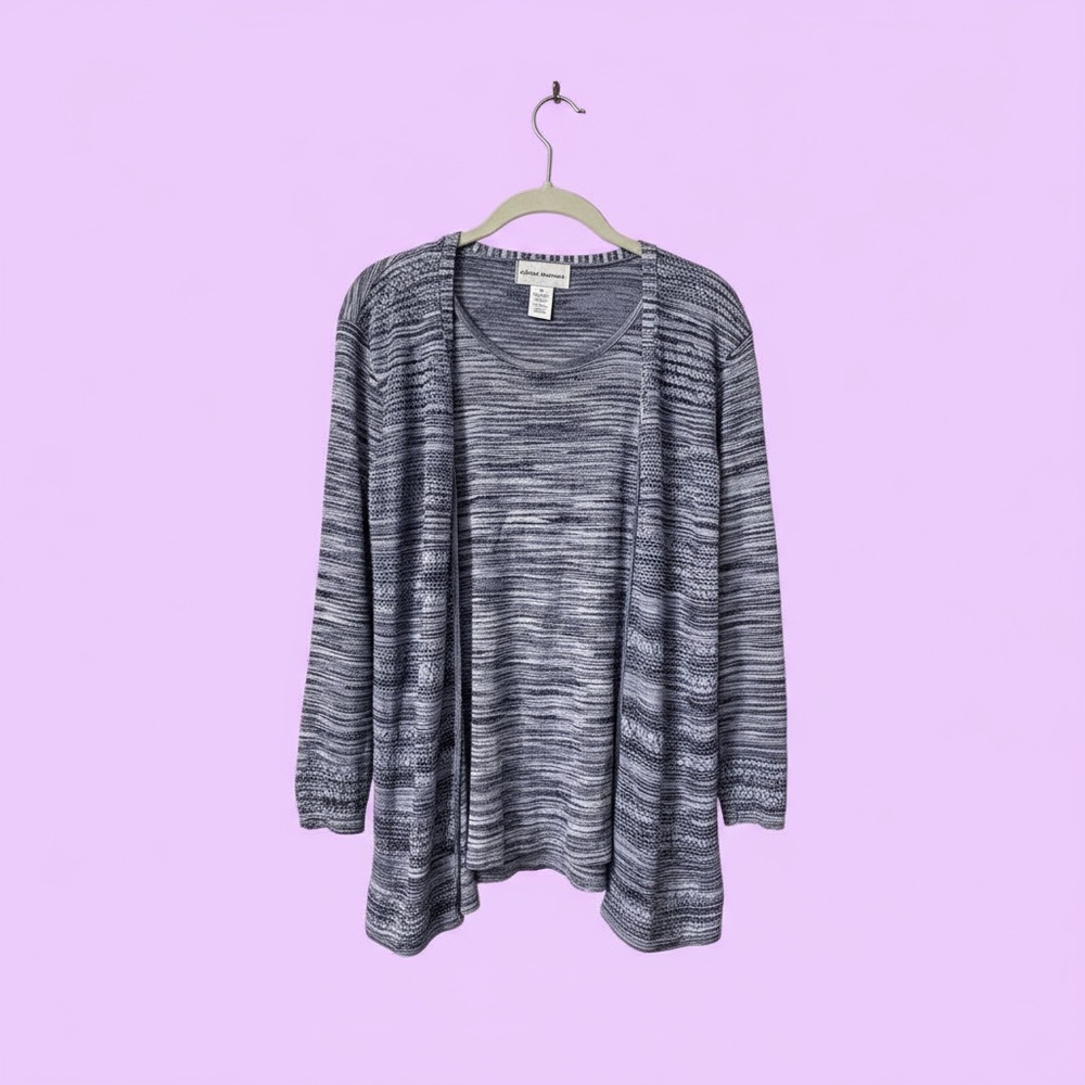Alfred Dunner Black and White Long Sleeve Top